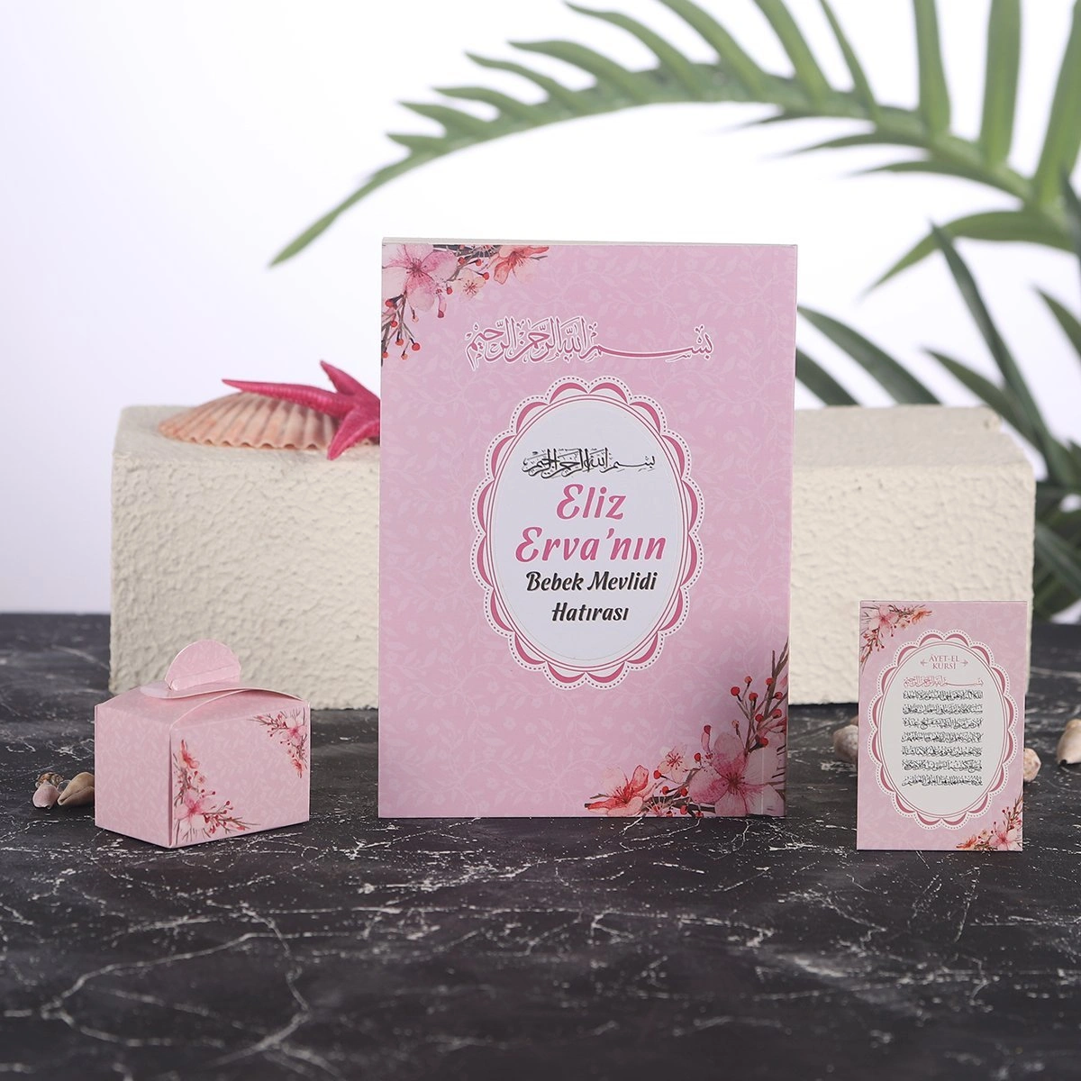 Çiçek Pembe Yasin + Lokumluk + Magnet