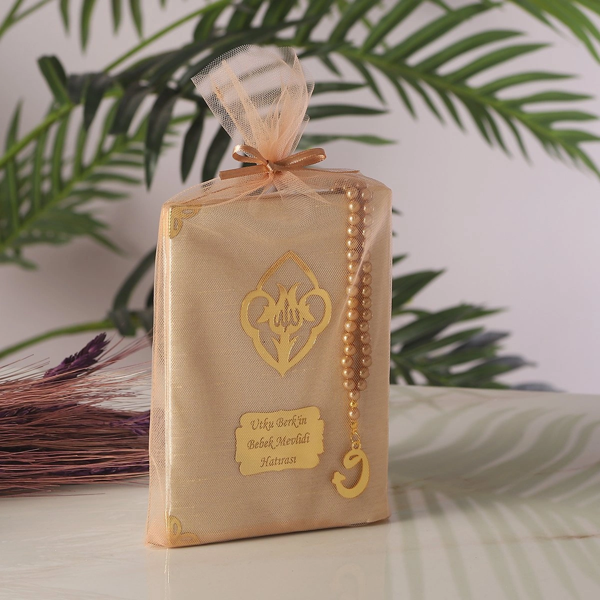 64 Sayfa Gold Kese ve İnci Tesbihli Şantuk Yasin