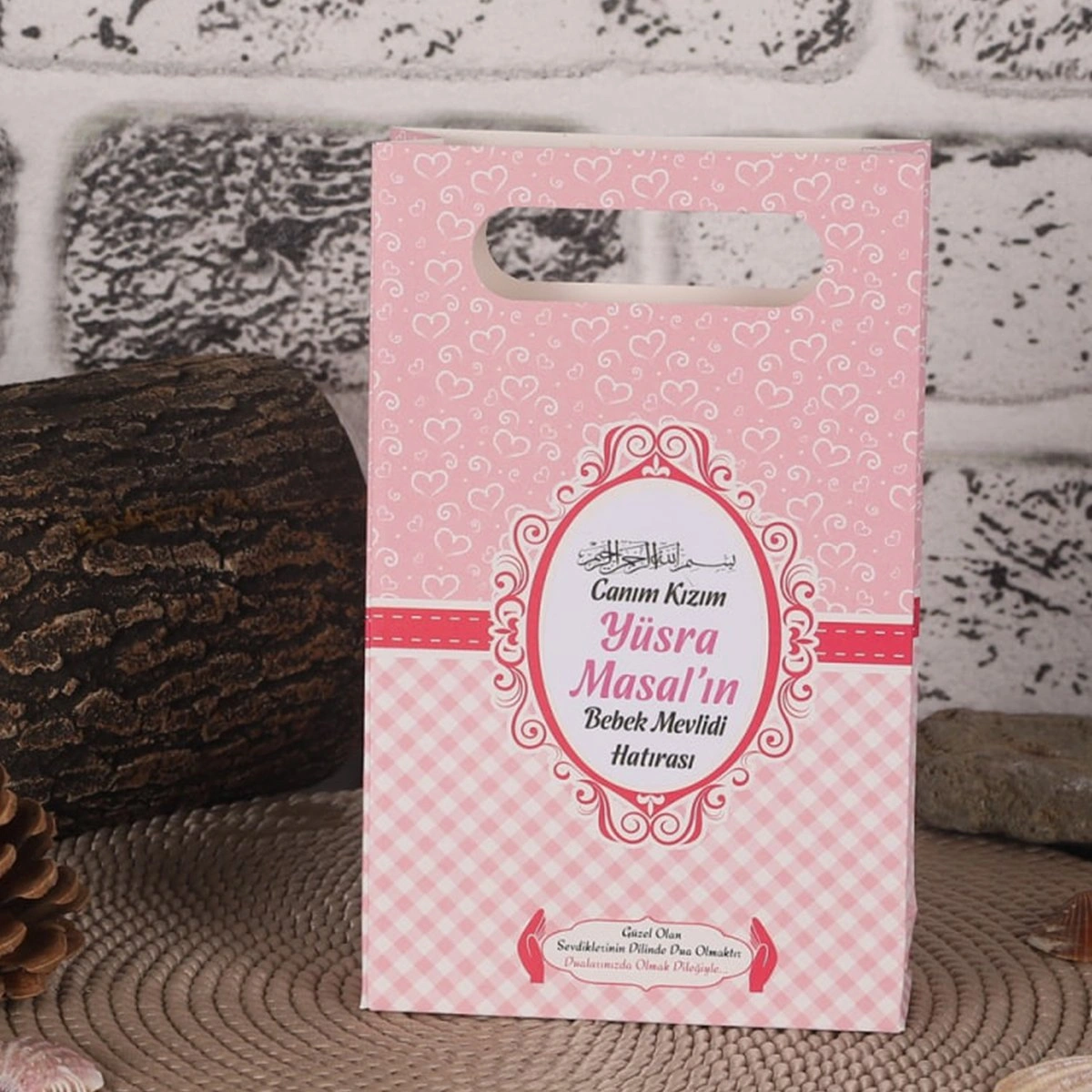 Kalp Pembe Karton Çanta