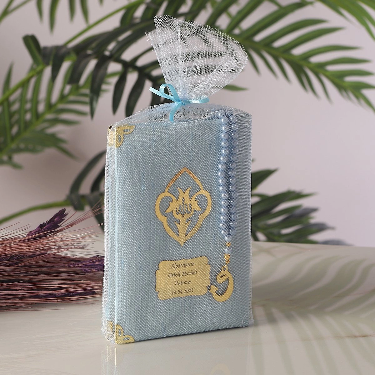 64 Sayfa Mavi Kese ve İnci Tesbihli Şantuk Yasin