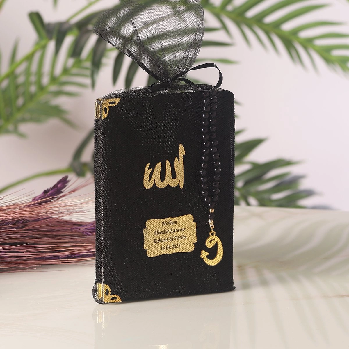 64 Sayfa Siyah Kese ve İnci Tesbihli Kadife Yasin