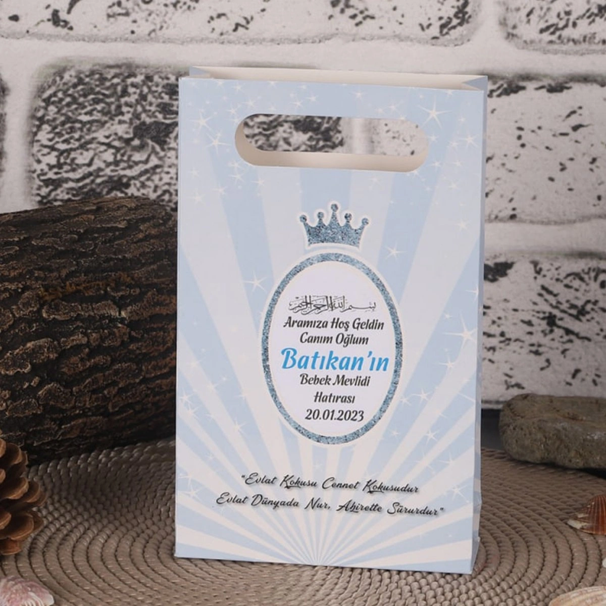 Taç Mavi Karton Çanta