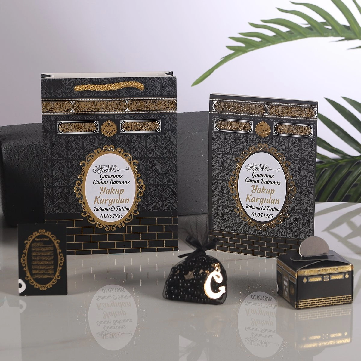 64 Sayfa Yaldız Kabe Siyah 5 li Mevlid Seti