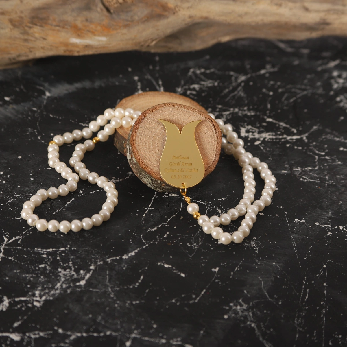 İsme Özel İnci Tesbih Krem