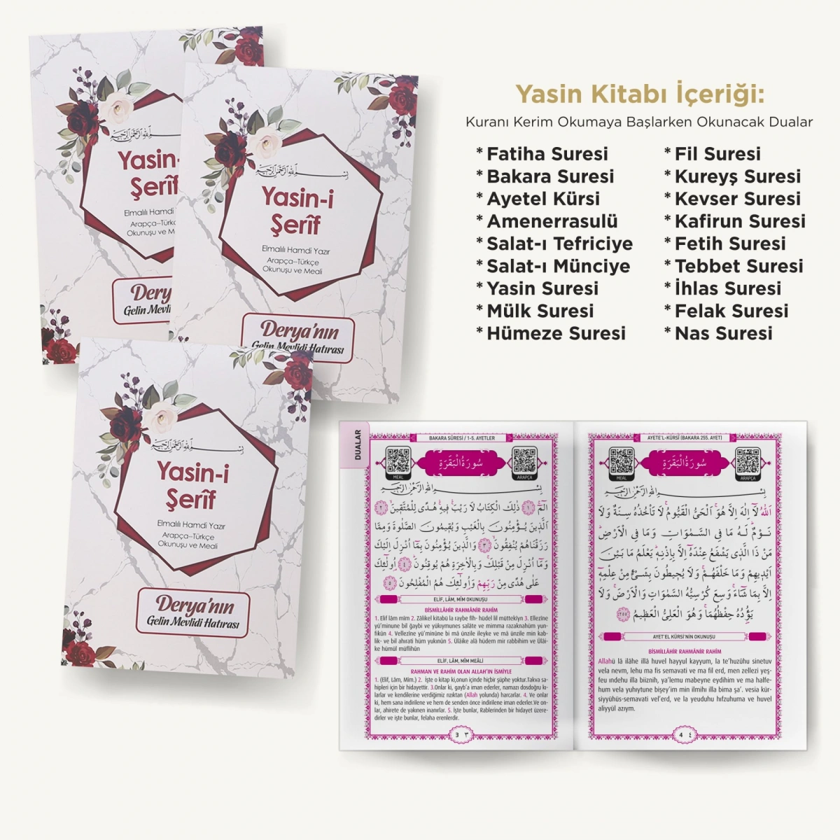 Altıgen Kırmızı OPP + Yasin + Magnet + Tesbih