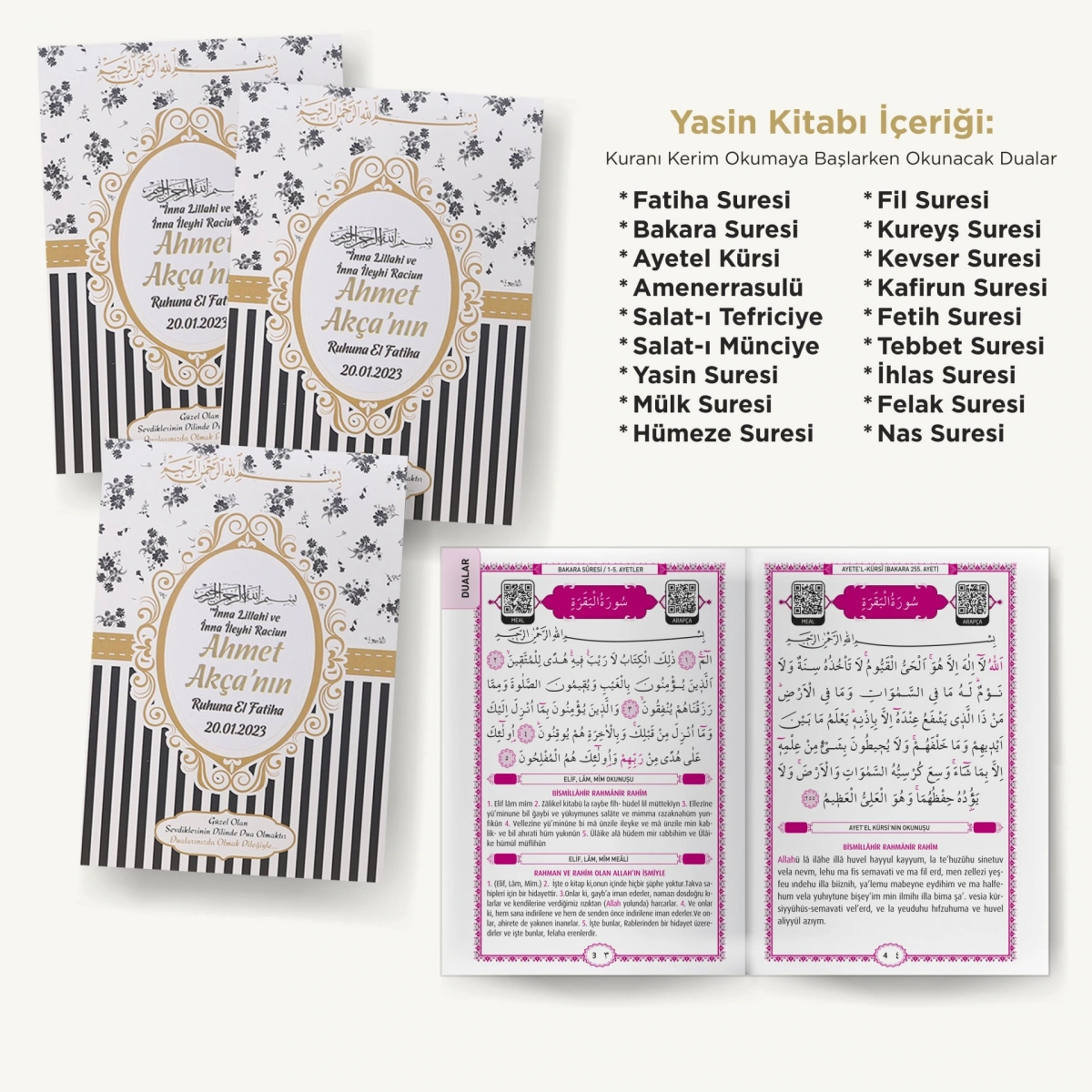 Çizgi Siyah Yasin + Çanta + Lokumluk + Magnet