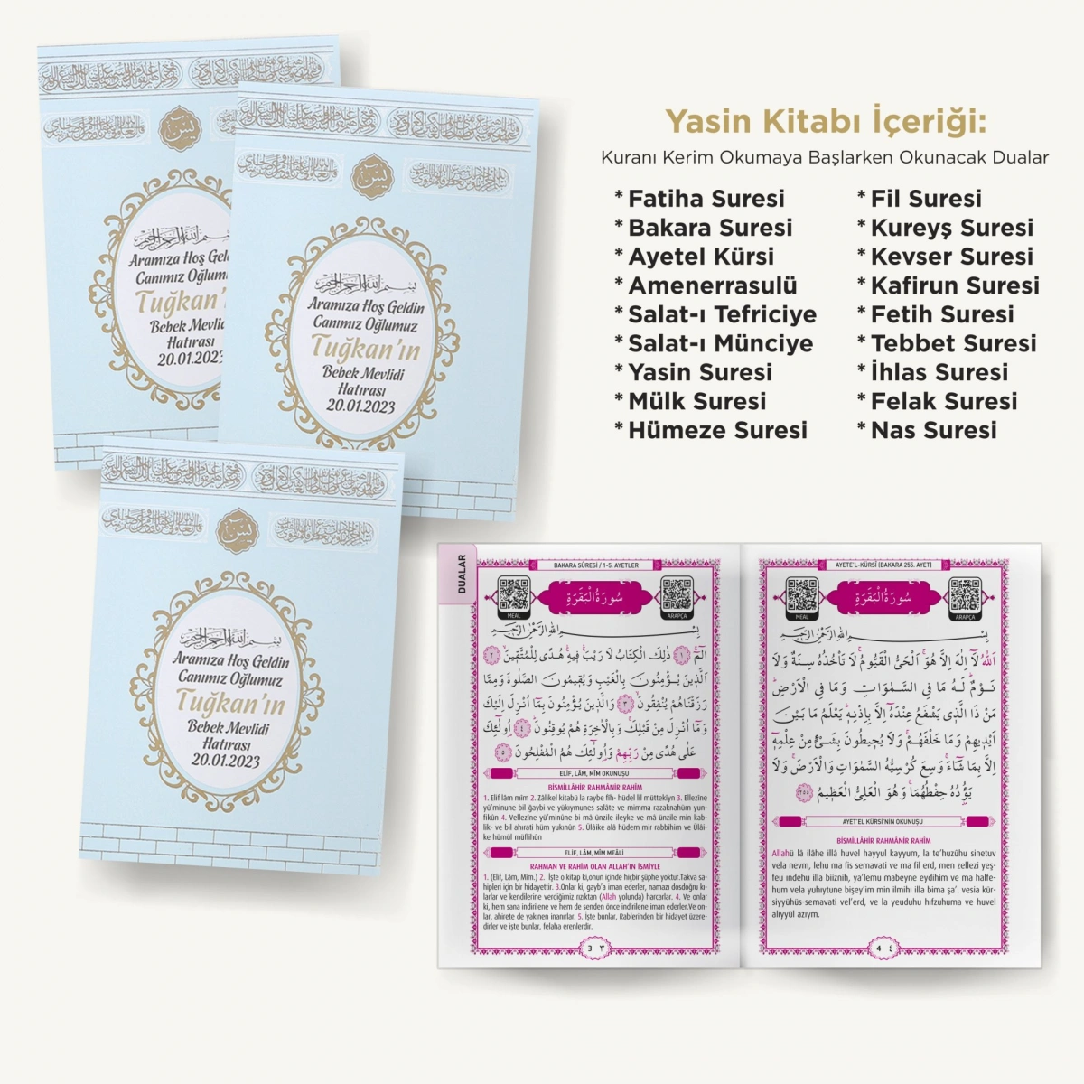 64 Sayfa Yaldız Kabe Mavi Yasin + Çanta + Lokumluk + Magnet