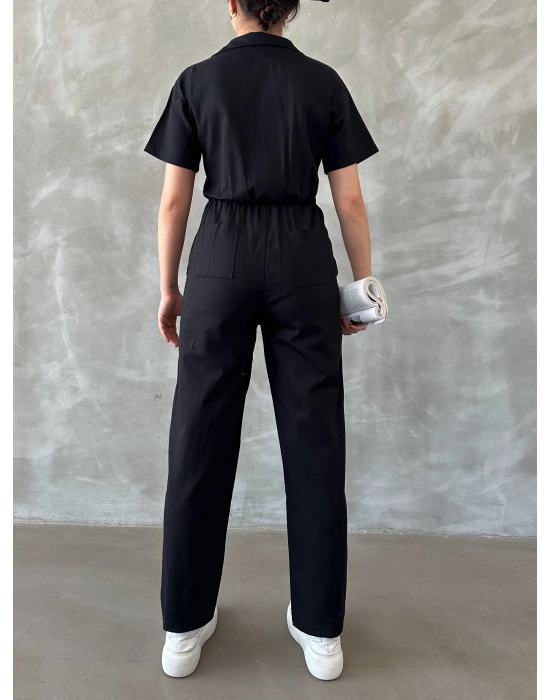 Gabardin Kısa Kollu Tulum