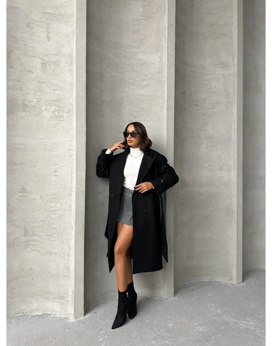 Premium Kaşe Kaban-siyah