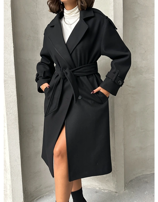 Premium Kaşe Kaban-siyah