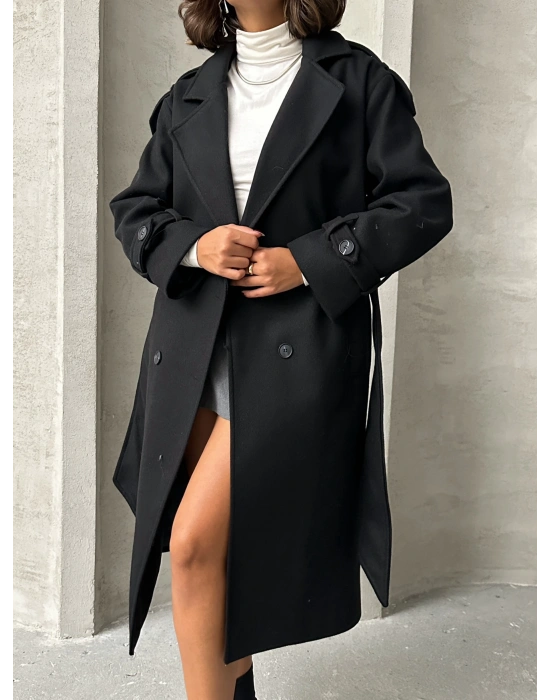 Premium Kaşe Kaban-siyah