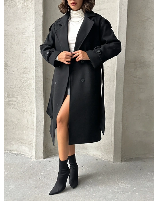 Premium Kaşe Kaban-siyah