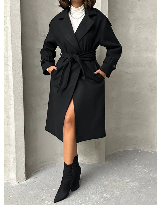 Premium Kaşe Kaban-siyah