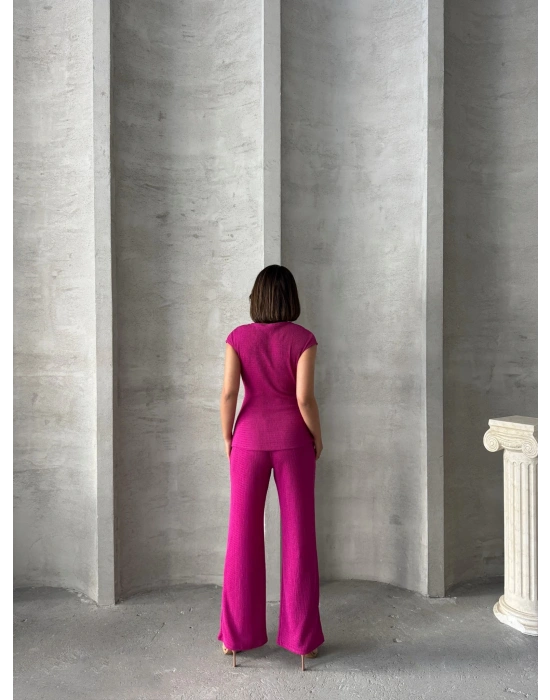 Kruvaze Beli Tokalı Takım-pembe