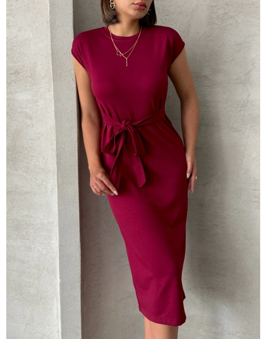 Bağlamalı Modal Elbise -bordo