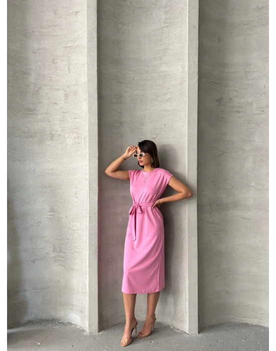 Bağlamalı Modal Elbise -pembe