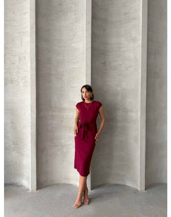 Bağlamalı Modal Elbise -bordo