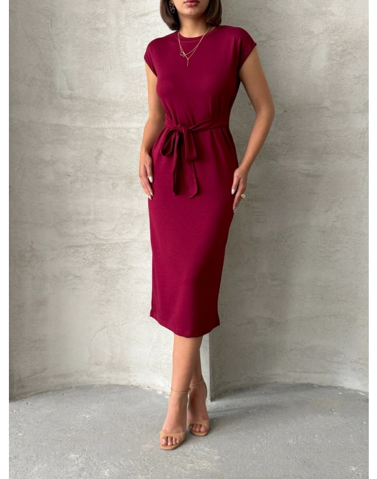 Bağlamalı Modal Elbise -bordo