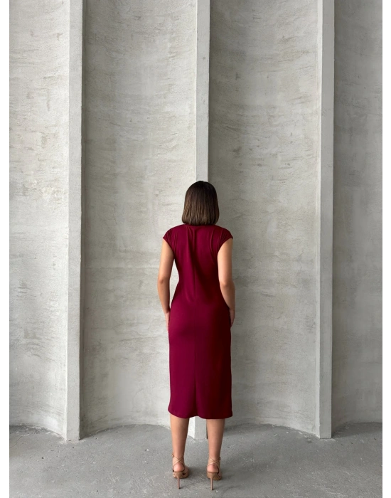 Bağlamalı Modal Elbise -bordo