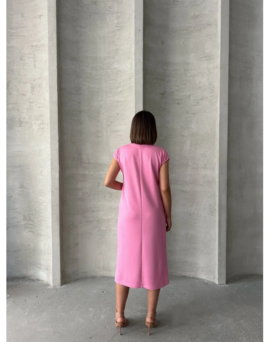 Bağlamalı Modal Elbise -pembe