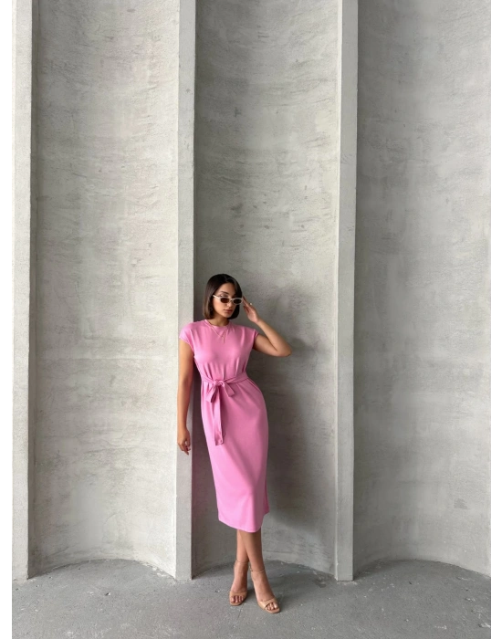 Bağlamalı Modal Elbise -pembe