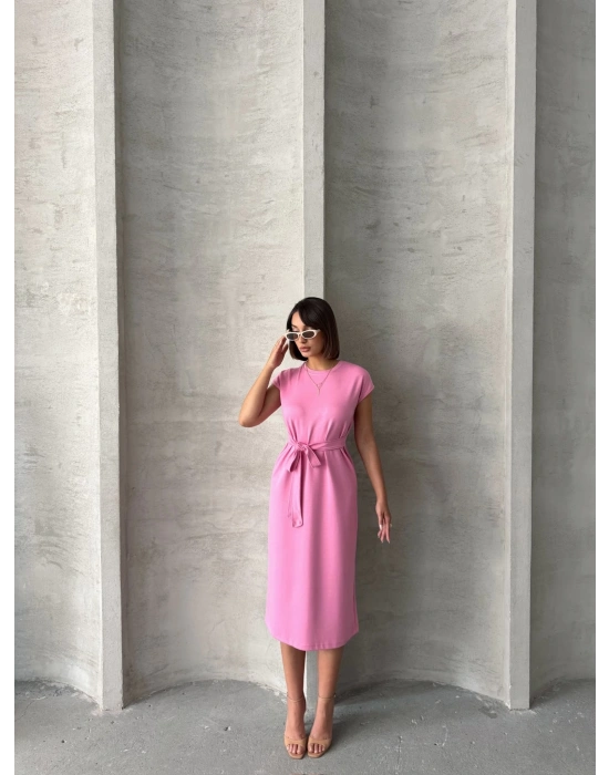 Bağlamalı Modal Elbise -pembe