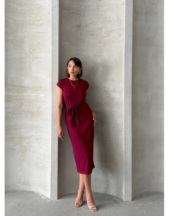Bağlamalı Modal Elbise -bordo