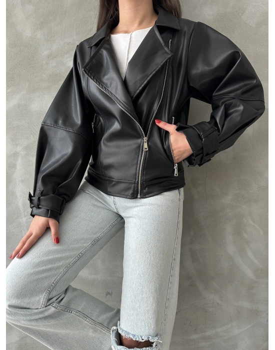 Balon Kol Deri Ceket