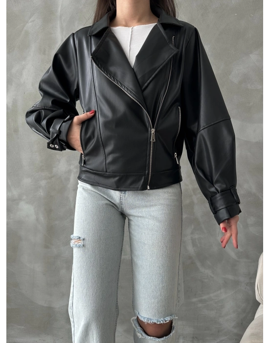 Balon Kol Deri Ceket