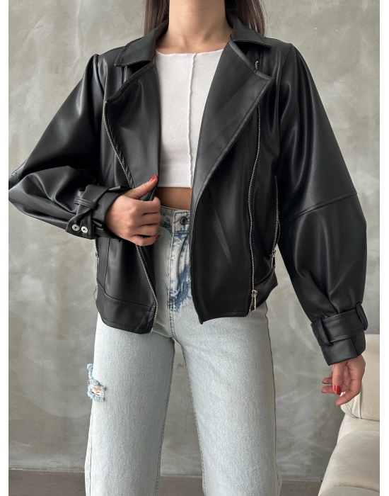 Balon Kol Deri Ceket