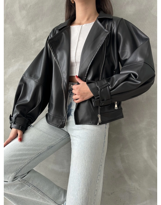 Balon Kol Deri Ceket