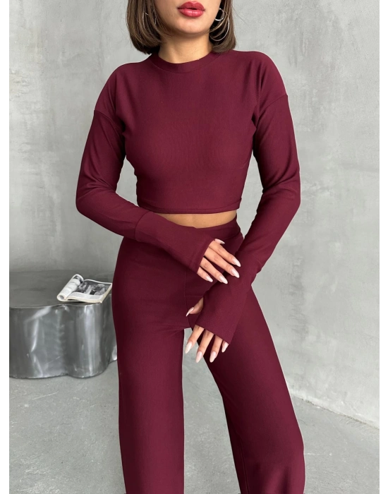 Bonjour Parmak Geçmeli Takım-bordo