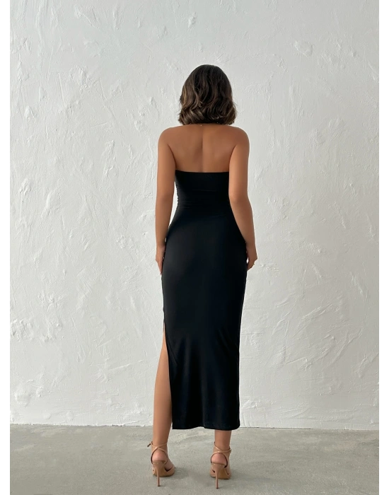 Çift Aksesuarlı Elbise-siyah