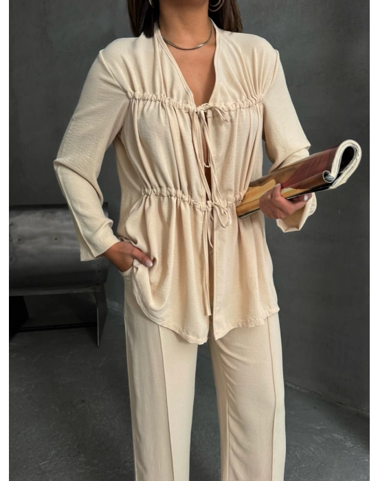 Çift Bağcıklı Premium Takım-krem