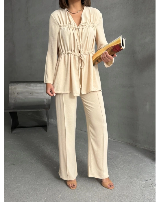 Çift Bağcıklı Premium Takım-krem