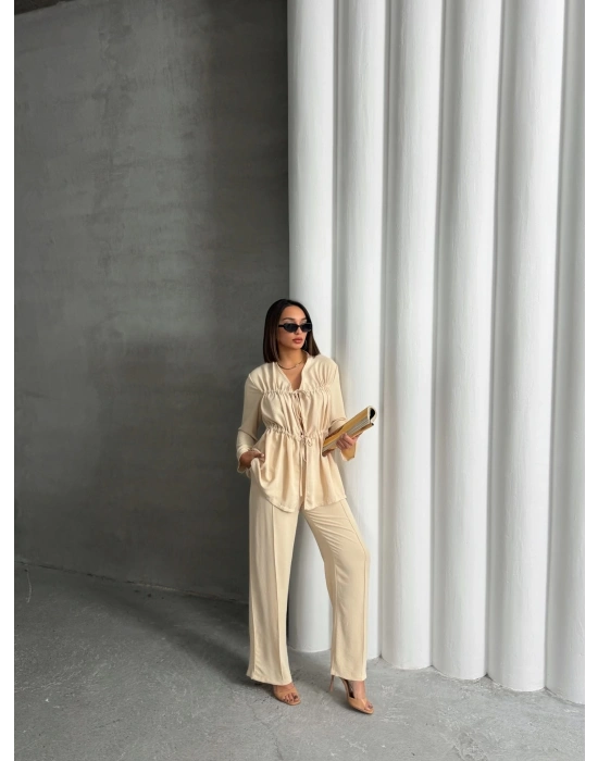 Çift Bağcıklı Premium Takım-krem