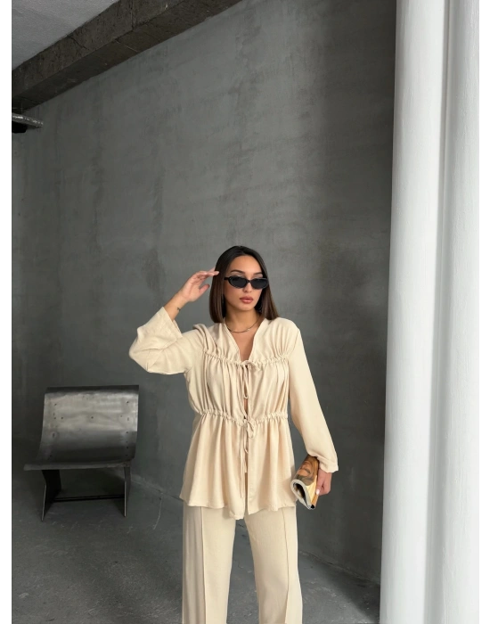 Çift Bağcıklı Premium Takım-krem