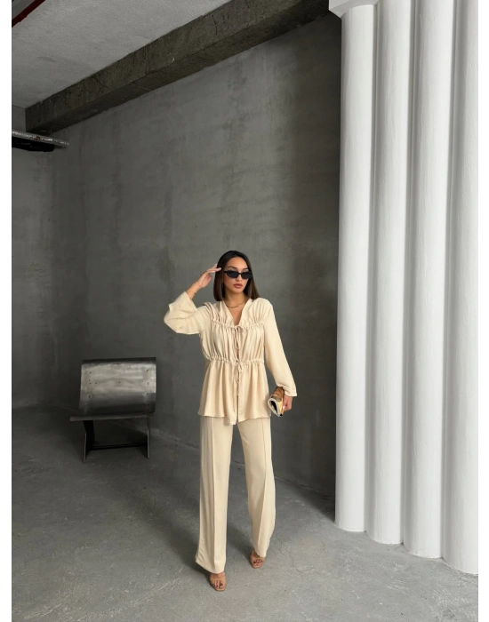 Çift Bağcıklı Premium Takım-krem