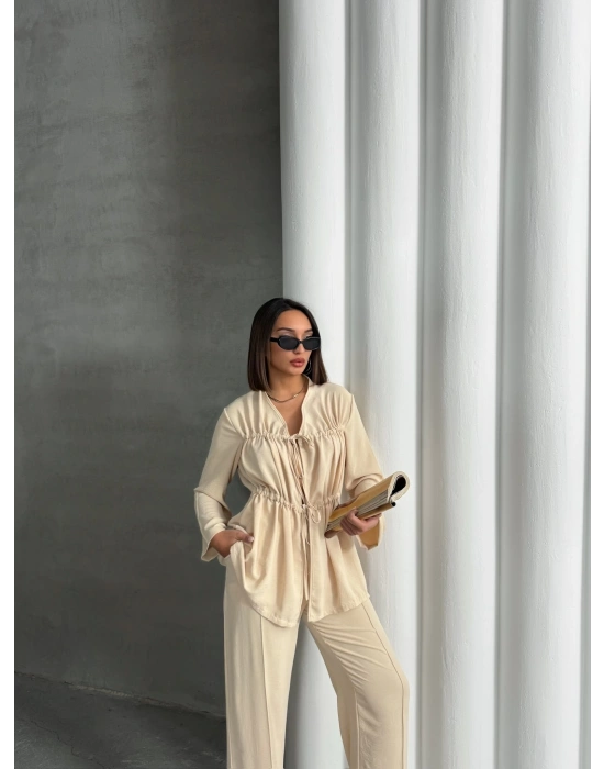 Çift Bağcıklı Premium Takım-krem