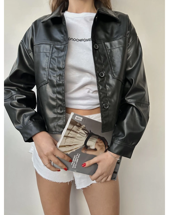 Çift Cep Deri Ceket