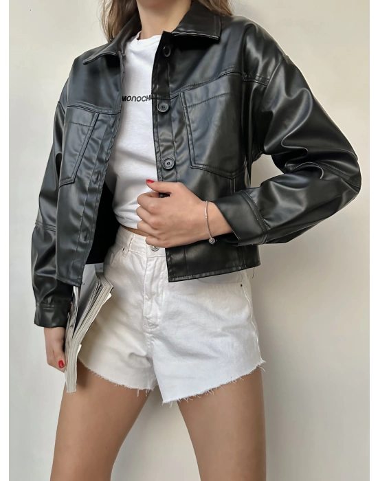 Çift Cep Deri Ceket