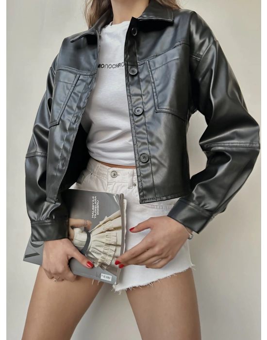 Çift Cep Deri Ceket