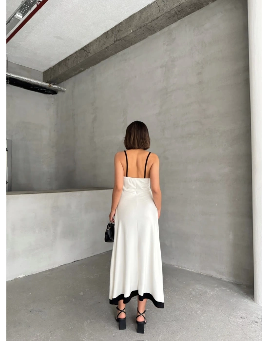 Çift Renk Modal Elbise-beyaz
