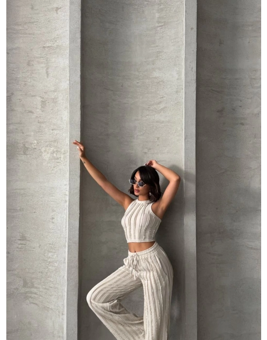 Çıma Dikişli Takım-bej