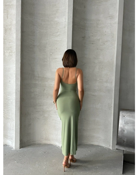 Degaje Yaka Elbise-yeşil