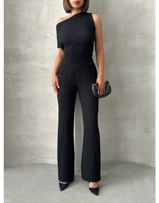 Düşük Omuz Bubble Takım-siyah