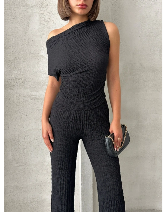 Düşük Omuz Bubble Takım-siyah