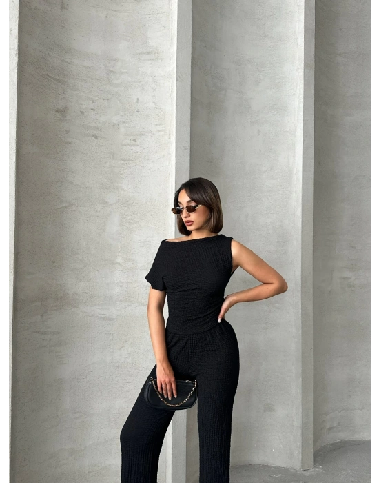 Düşük Omuz Bubble Takım-siyah