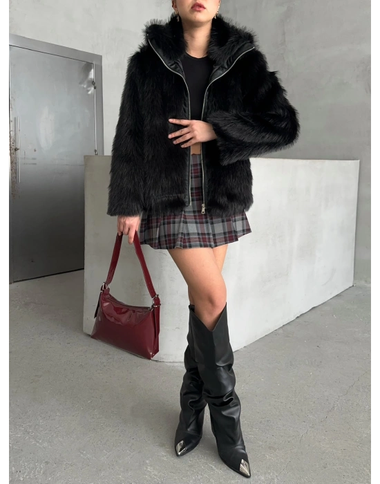 Fermuarlı Yakalı Kürk