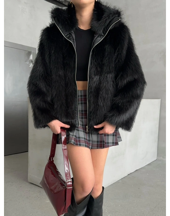 Fermuarlı Yakalı Kürk